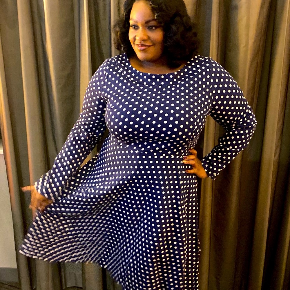 Lindy Bop Navy polka-dot Swing dress
